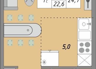 Продается 1-ком. квартира, 25 м2, Оренбург, улица Юркина, 2Б, Промышленный район