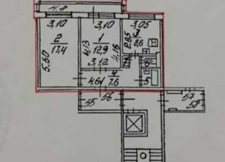 Продам двухкомнатную квартиру, 50.5 м2, Санкт-Петербург, набережная реки Оккервиль, 4, набережная реки Оккервиль