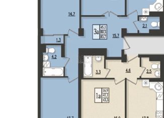 Продаю 3-ком. квартиру, 84 м2, Симферополь, улица Герцена, 1, ЖК Гармония