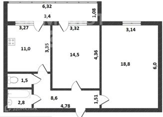 Продажа 2-ком. квартиры, 59 м2, Новый Уренгой, микрорайон Строителей, 5/4