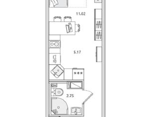 Продаю квартиру студию, 24 м2, Санкт-Петербург, муниципальный округ Чёрная Речка, Вазаский переулок, 3
