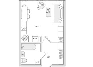 Продажа квартиры студии, 30 м2, Санкт-Петербург, метро Волковская, Волковский проспект, 6