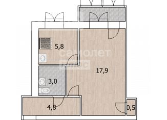 Продаю однокомнатную квартиру, 32.8 м2, Уфа, улица Комарова, 40