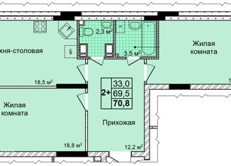 Продам 2-комнатную квартиру, 69.9 м2, Нижний Новгород, ЖК Дома на Культуре, улица Коперника, 2