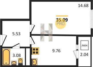 Продаю 1-комнатную квартиру, 35.09 м2, Ижевск, жилой район Малиновая Гора, Тверская улица, 55А