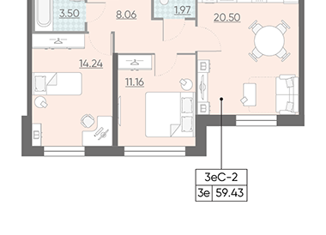 Продам 2-ком. квартиру, 59.43 м2, Санкт-Петербург, набережная Миклухо-Маклая, 1к1, ЖК Морская Набережная