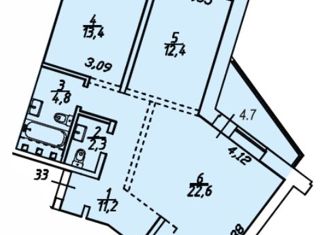 Продажа 2-комнатной квартиры, 71.4 м2, рабочий поселок Маркова, квартал Стрижи, 15
