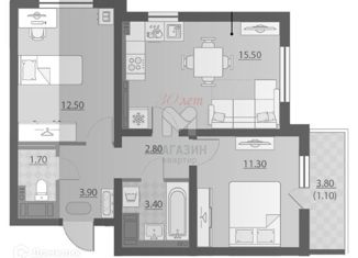 Продам трехкомнатную квартиру, 52.2 м2, Санкт-Петербург, улица Дыбенко, 7к2, ЖК Цивилизация