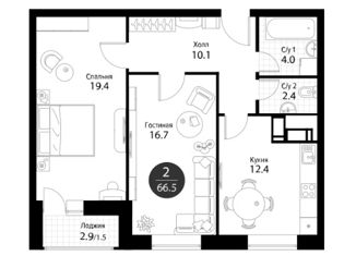 Продается двухкомнатная квартира, 66.6 м2, Москва, Дмитровское шоссе, 107Ак3, ЖК Город