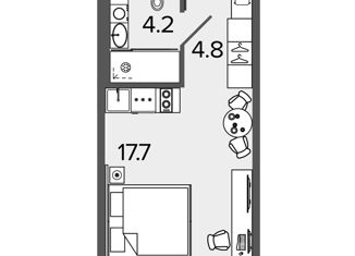 Продается квартира студия, 26.7 м2, Санкт-Петербург, Московский проспект, 103, метро Московские ворота