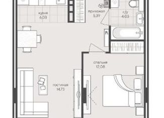 Продается 1-ком. квартира, 42.26 м2, Новосибирск, Кедровая улица, 45, ЖК Кедровый