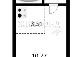 Продаю квартиру студию, 25 м2, Новосибирск, улица Серафимовича, 21, улица Серафимовича