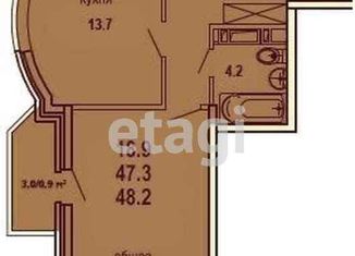 Продаю 1-комнатную квартиру, 48 м2, Краснодар, Парусная улица, 10к1, ЖК Речной Бриз