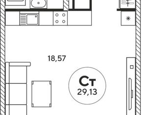 Продается 1-ком. квартира, 29.1 м2, Ростов-на-Дону, ЖК Гринсайд, улица Нансена, 109/5