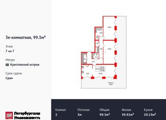 Продам 2-комнатную квартиру, 99.3 м2, Санкт-Петербург, Петровский проспект, 28к2, метро Крестовский остров