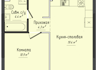 Продается 1-ком. квартира, 39 м2, село Завьялово, Гольянская улица, 1Б