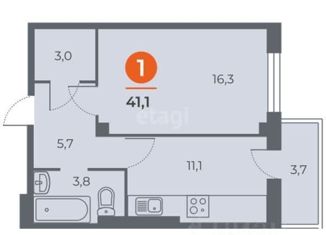 Продаю 1-комнатную квартиру, 41.1 м2, Ростов-на-Дону, Пролетарский район