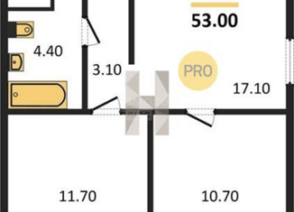 Продам 3-ком. квартиру, 53 м2, Ижевск, Зелёная улица, 60к2, ЖК Тринити