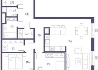 Продажа 2-ком. квартиры, 90.94 м2, Санкт-Петербург, Малоохтинский проспект, 68, Малоохтинский проспект