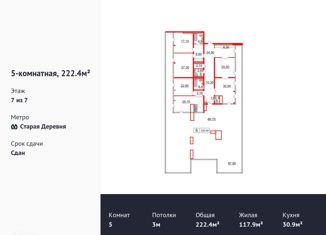 Продам 5-комнатную квартиру, 222.4 м2, Санкт-Петербург, Приморский проспект, 46, ЖК Стокгольм