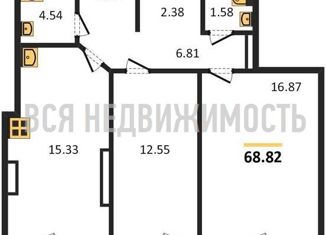 Продам двухкомнатную квартиру, 68.82 м2, Воронеж, ЖК 9 Ярдов