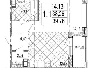 Продается 1-ком. квартира, 38.26 м2, Санкт-Петербург, ЖК Фамилия, Петровский проспект, 22к2