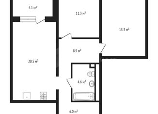 Продам двухкомнатную квартиру, 68.9 м2, Тюменская область, Бульварная улица, 9