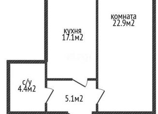 Продам 1-ком. квартиру, 49.7 м2, аул Новая Адыгея, Песочная улица, 1к5