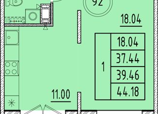 Продам 1-комнатную квартиру, 37.44 м2, посёлок Шушары, Образцовая улица, 6к3, ЖК Образцовый Квартал 8