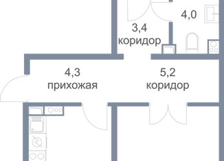 2-ком. квартира на продажу, 71.3 м2, деревня Голубое, Трехсвятская улица, 13