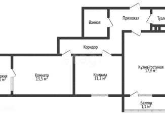 Двухкомнатная квартира на продажу, 62.7 м2, Краснодар, Домбайская улица, 55к1
