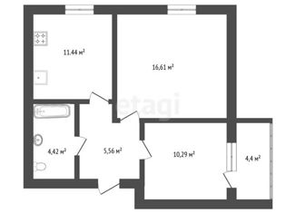 Продаю 2-комнатную квартиру, 48.6 м2, Тюмень, улица Бакинских Комиссаров, 3, ЖК Жуков
