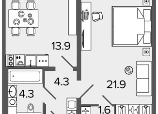 Продажа 1-ком. квартиры, 46 м2, Санкт-Петербург, метро Московские ворота, Московский проспект, 103