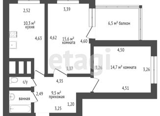 Продажа 2-комнатной квартиры, 56.9 м2, Санкт-Петербург, Невский район, Рыбацкий проспект, 18к2