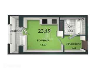 Продается квартира студия, 23.2 м2, Кудрово, проспект Строителей, 16к1
