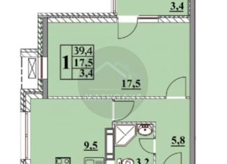 Продается однокомнатная квартира, 39.4 м2, Анапа, Парковая улица, 61к4, ЖК Привилегия
