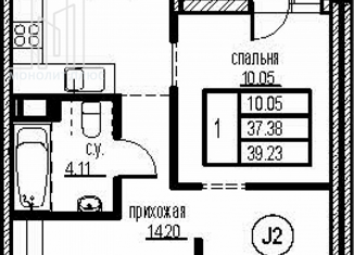 Продам 1-комнатную квартиру, 39.23 м2, Мурино, Ручьёвский проспект, 13, ЖК Айди Мурино