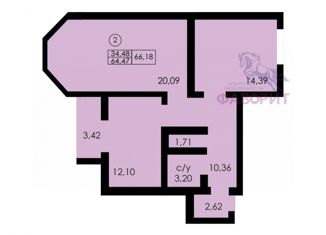 Продается двухкомнатная квартира, 66.18 м2, Оренбург, Дзержинский район, улица Рокоссовского, 27