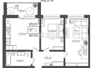 Продается 2-ком. квартира, 63 м2, Владимир, ЖК Гвардейский 2.0
