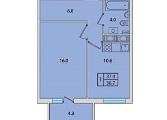 Продажа однокомнатной квартиры, 38.7 м2, посёлок Новогорелово, улица Современников, 1к1, ЖК Ветер Перемен