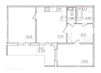 Продажа двухкомнатной квартиры, 70.5 м2, Гатчина, улица Чехова, 41к1, ЖК IQ Гатчина