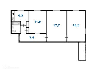 Продается 3-комнатная квартира, 63.1 м2, Санкт-Петербург, метро Проспект Ветеранов, Дачный проспект, 8к3