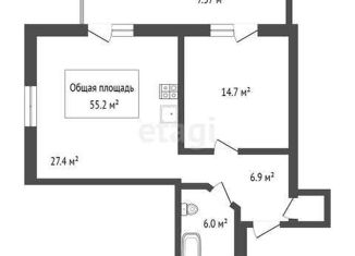 2-комнатная квартира на продажу, 55.2 м2, Бердск, улица Карла Маркса, 36