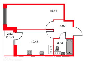 Продается 1-комнатная квартира, 34.78 м2, Санкт-Петербург, Невский район, Русановская улица, 20к1