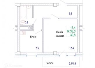 Продам 1-комнатную квартиру, 38.3 м2, Красноярск, Норильская улица, 3Ж, ЖК Глобус-Юг