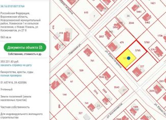 Участок на продажу, 12 сот., село Новая Усмань, Порт-Артурская улица, 18