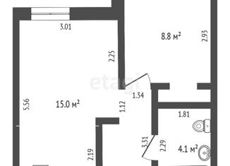 Продаю 1-комнатную квартиру, 34.25 м2, Тюмень, Харьковская улица, 76