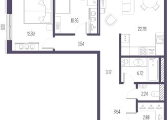 Продажа 2-ком. квартиры, 73.02 м2, Санкт-Петербург, Малоохтинский проспект, 68, Малоохтинский проспект