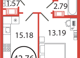 Продается 1-ком. квартира, 42.76 м2, поселок Бугры, Чайная улица, 4, ЖК Энфилд