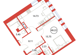 Продается 1-ком. квартира, 48.22 м2, Санкт-Петербург, Плесецкая улица, 6, ЖК Ариосто